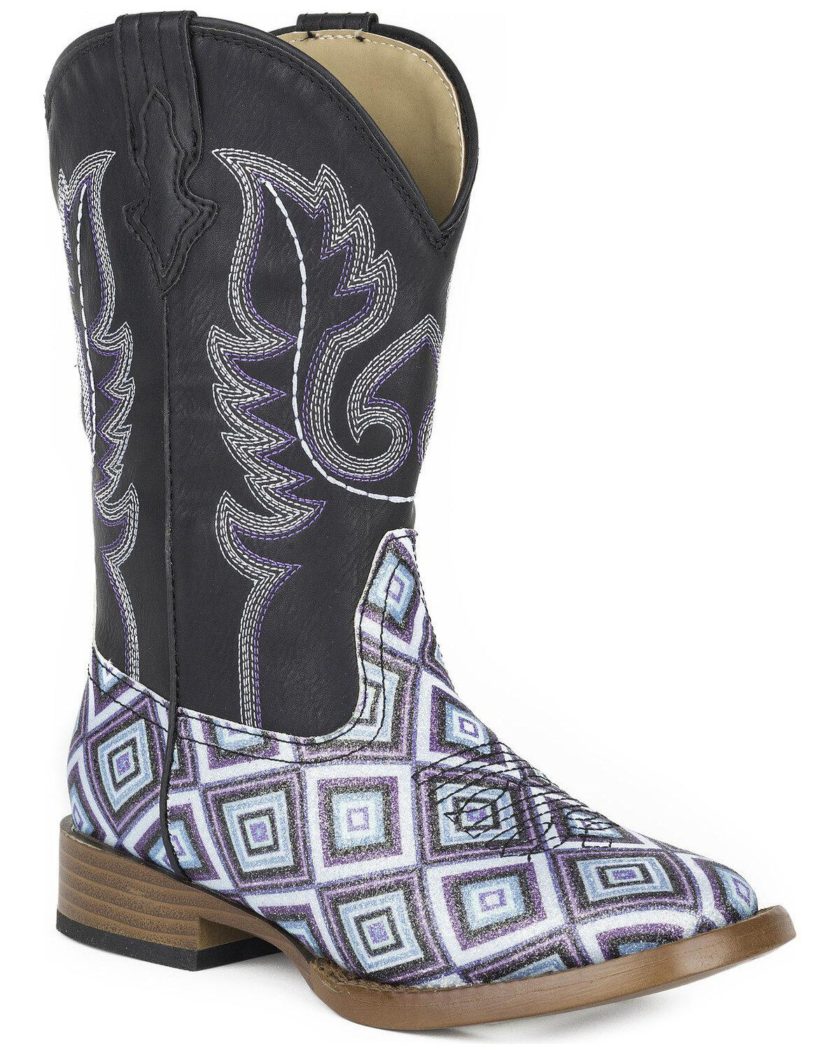 Girls' Roper Glitter Diamonds Western Boots - Square Toe