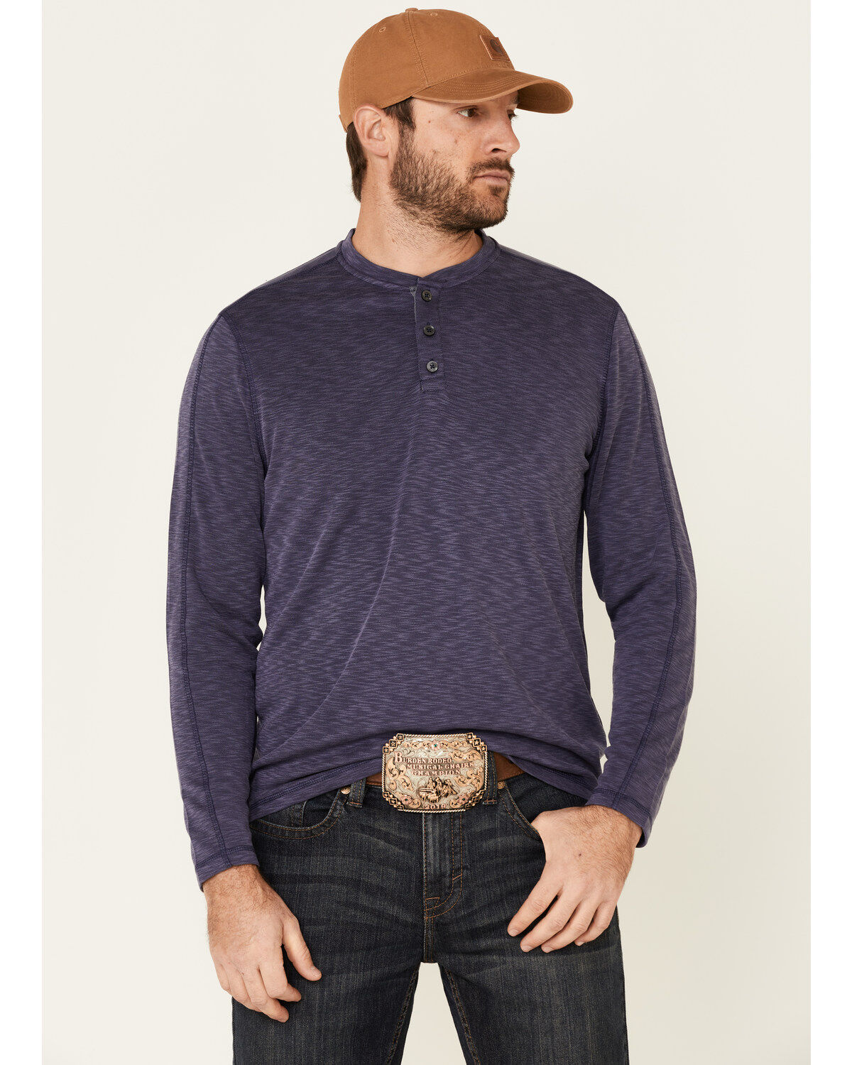 Men's Flag & Anthem Navy Gulfport Performance Slub Henley Long Sleeve