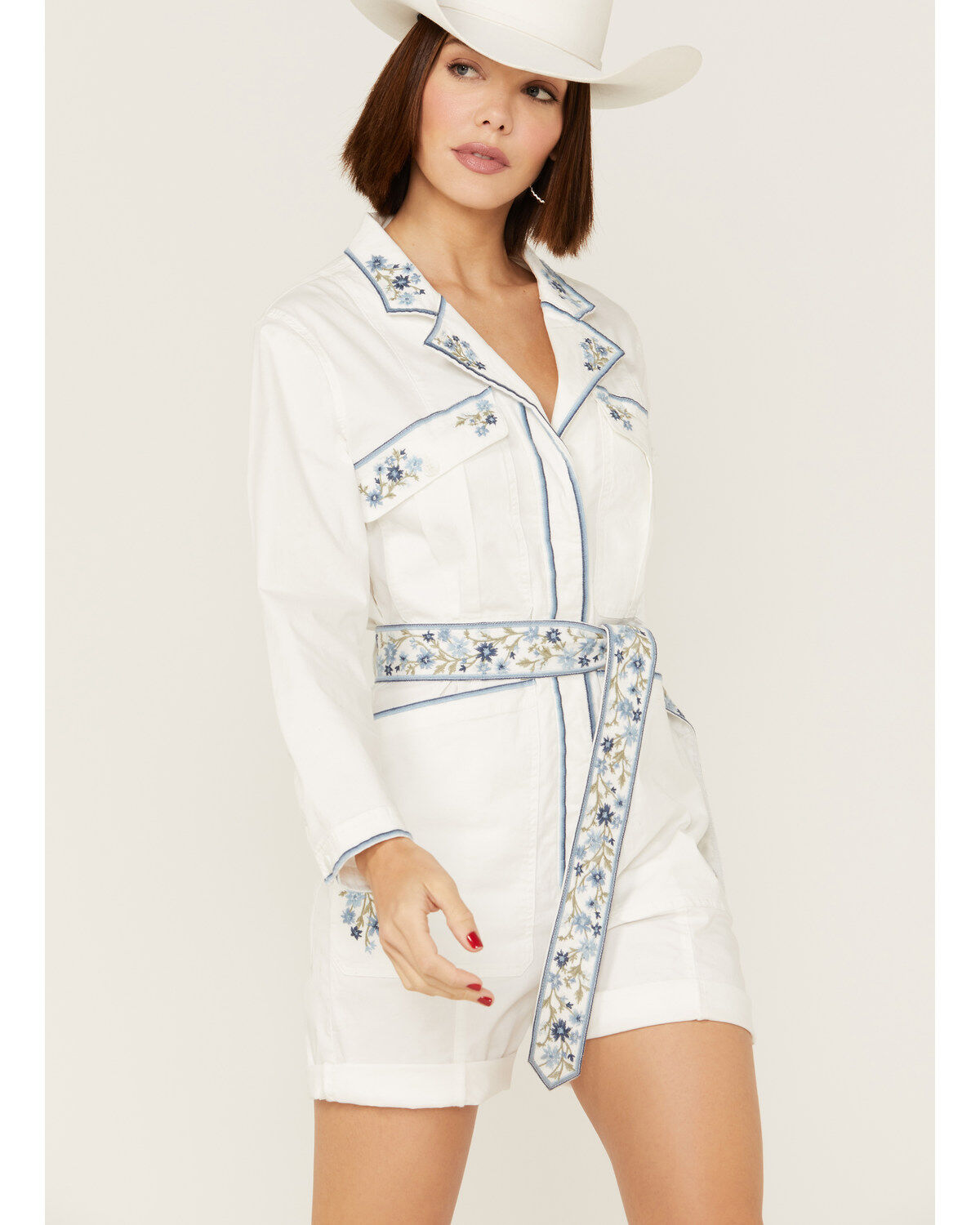 Women's Driftwood Embroidered Floral Shortall Romper