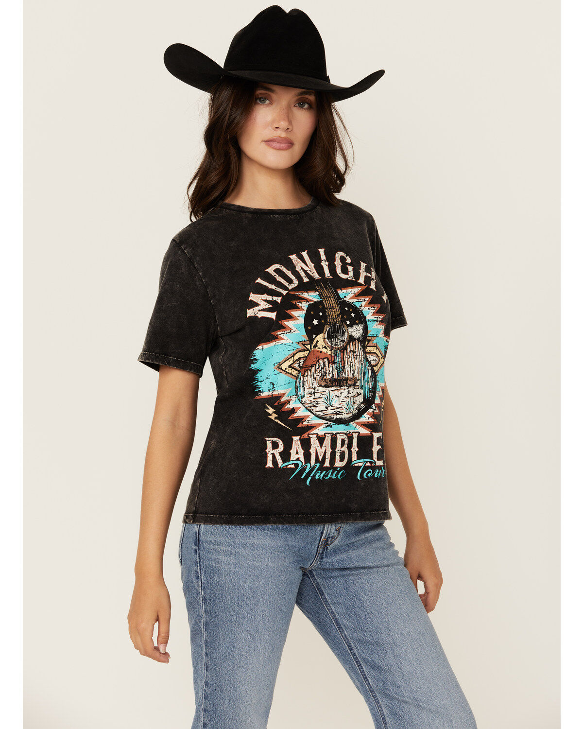 Women's Rock & Roll Denim Midnight Short Sleeve Graphic Tee