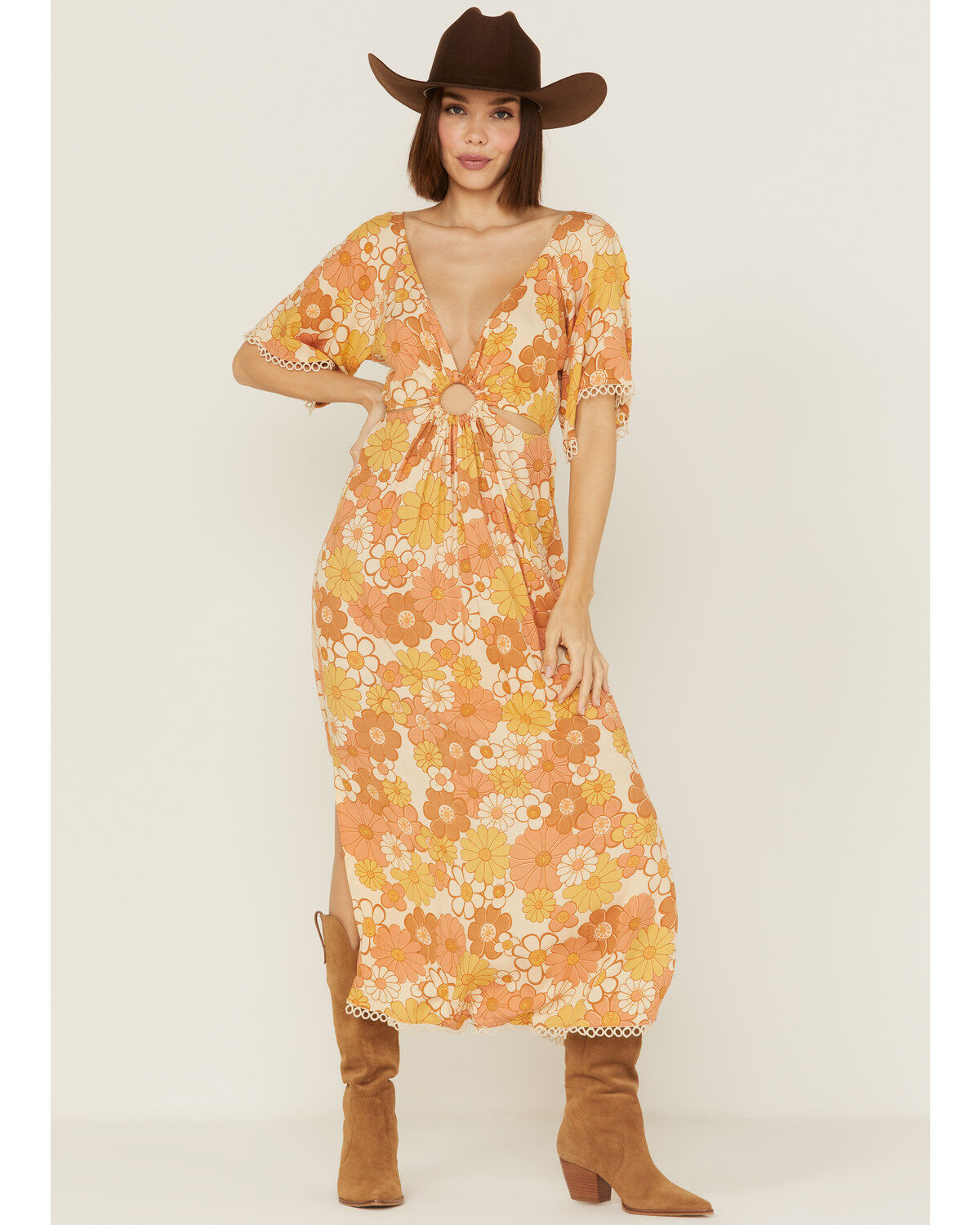 Women's Z&L Chiquitita Floral Print Short Sleeve Maxi Dress
