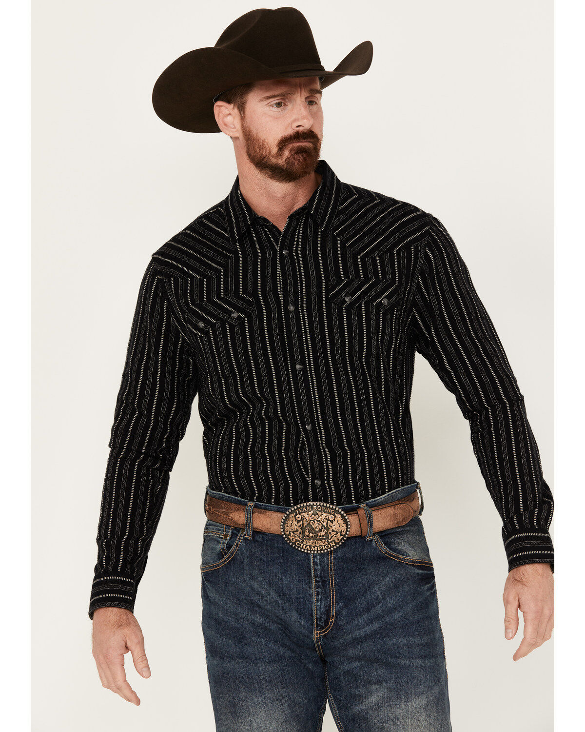 Men's Moonshine Spirit Tuner Striped Long Sleeve Snap Flannel Shirt