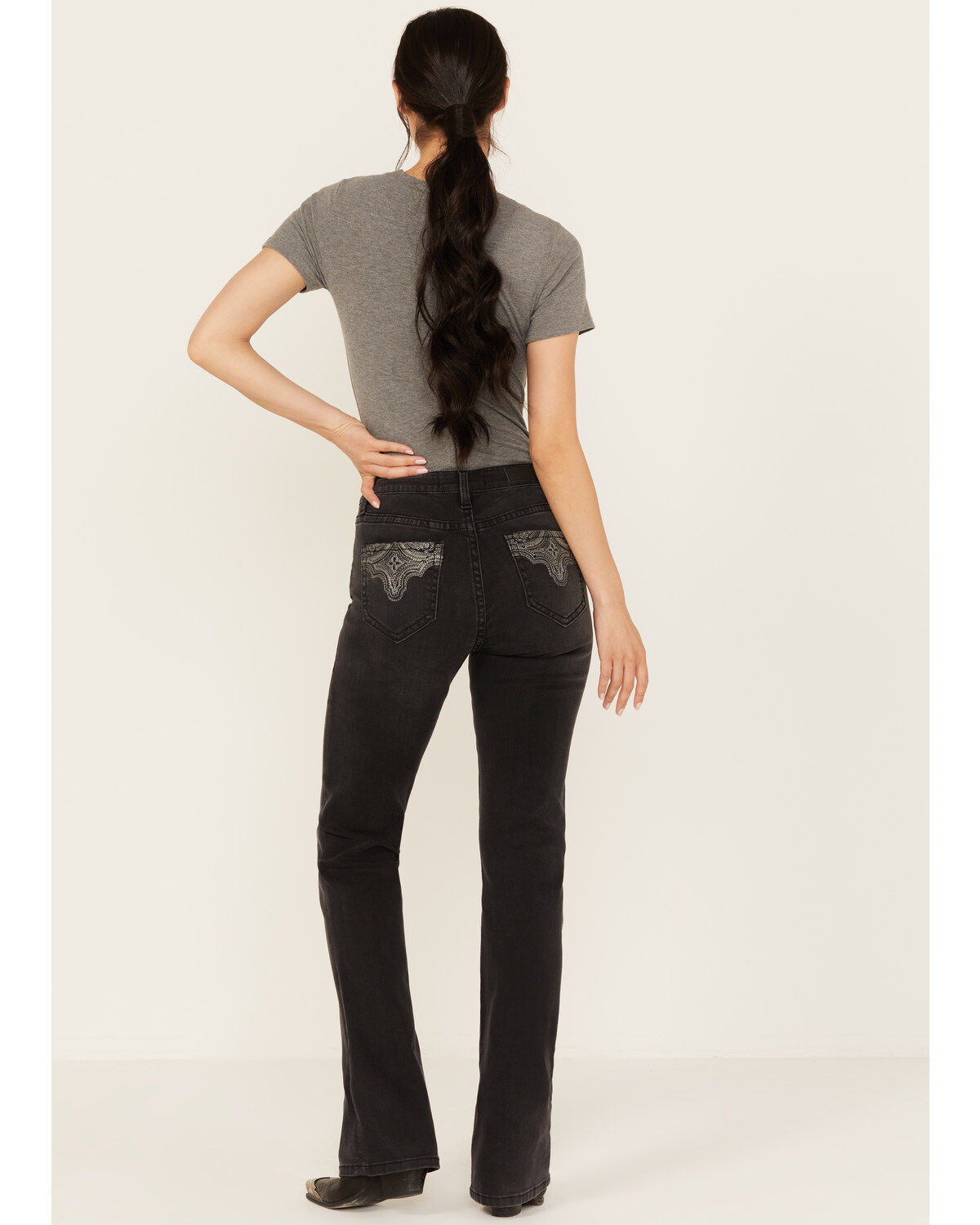 Women's Rock & Roll Denim Mid Rise Pocket Detail Stretch Bootcut Jeans