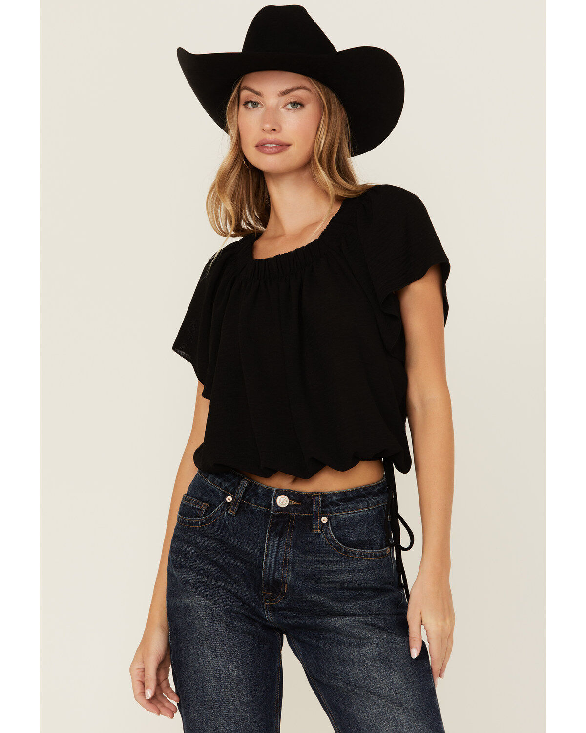 Women's Wild Moss Flutter Sleeve Peasant Top