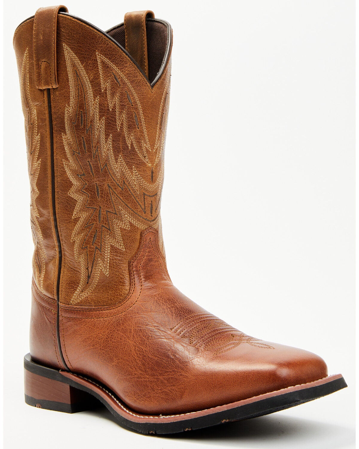 Laredo Orleans Men’s Western Cowboy Boots in Brown, Size 10.5 D – Leather Broad Square Toe Stockman Heel Pull-On Boot