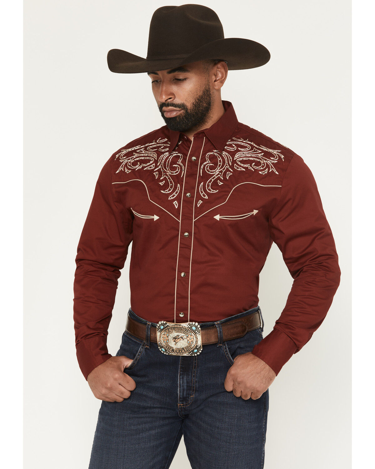 Men's Rodeo Clothing Embroidered Embellished Long Sleeve Snap Western