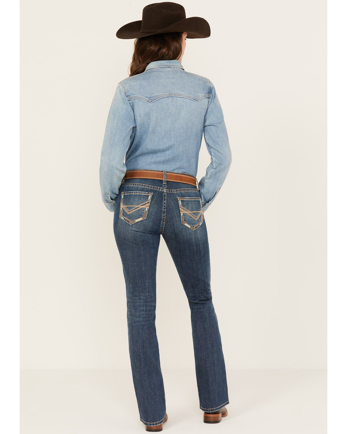 Women's Panhandle Medium Wash Mid Rise Stretch Riding Bootcut Jeans