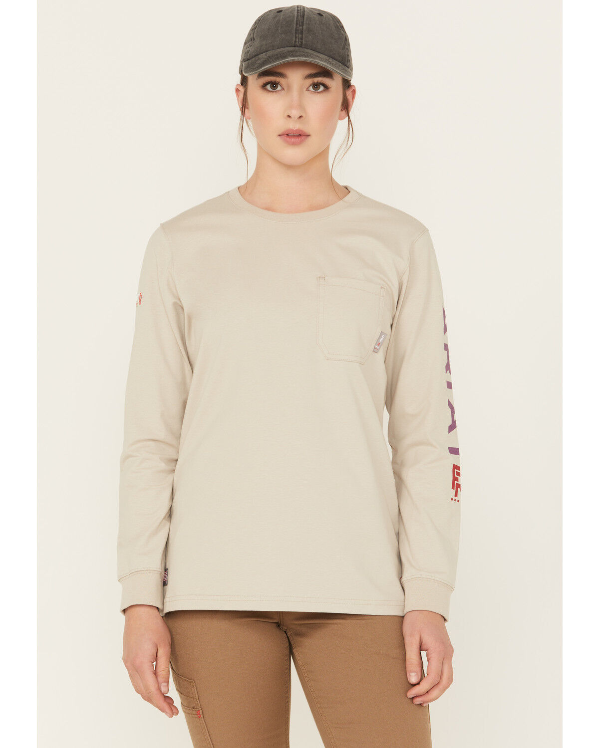 Women's Ariat FR Stretch Logo Long Sleeve Work Tee