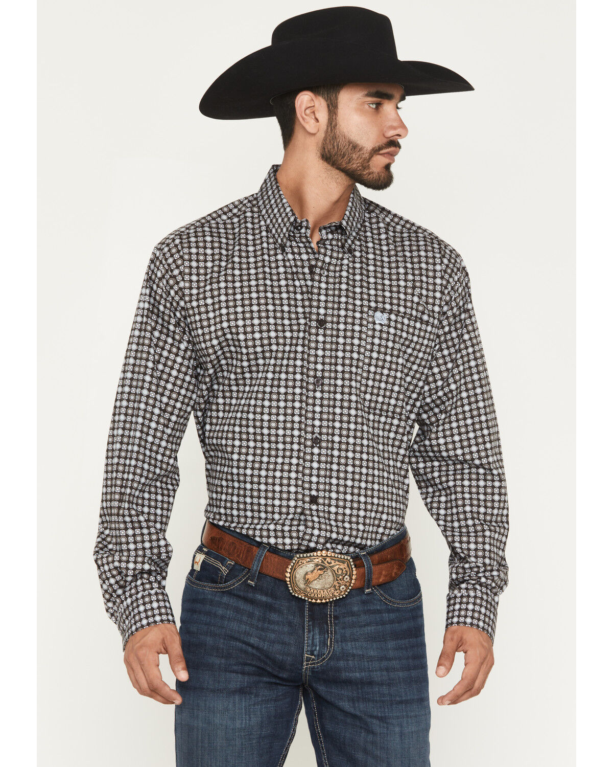 Men's Cinch Medallion Print Long Sleeve Button-Down Western Shirt
