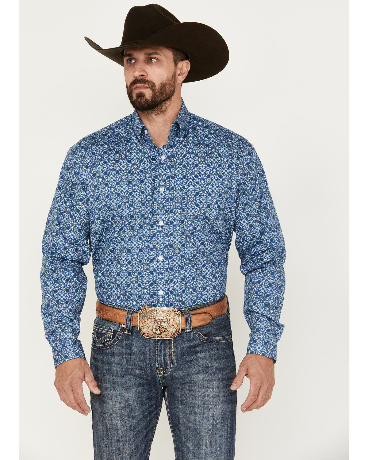 Men's Stetson Floral Long Sleeve Button Down Shirt
