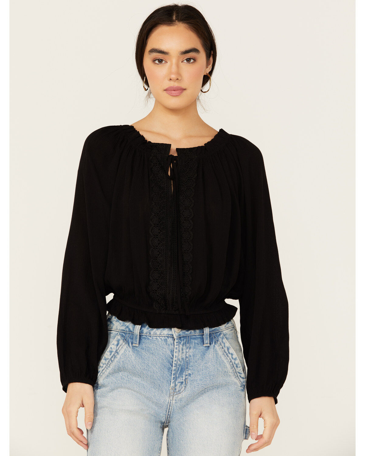 Women's Tempted Crochet Long Sleeve Top