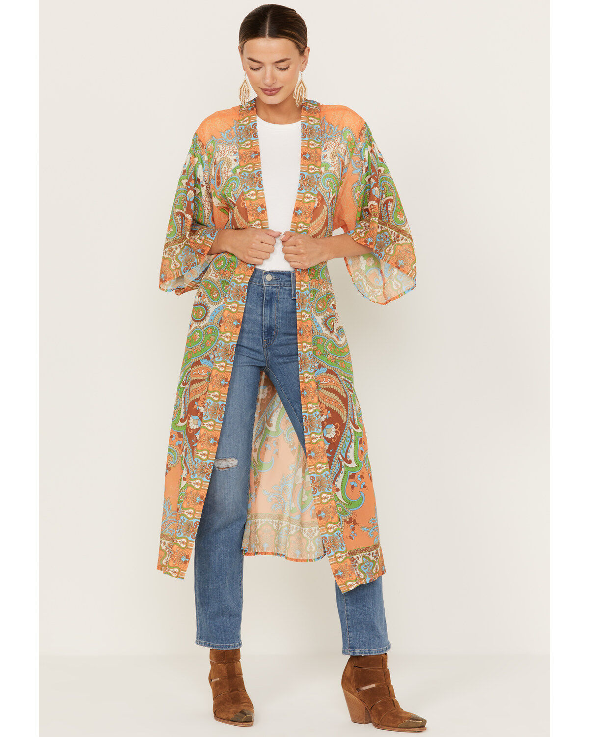 Women's Flying Tomato Paisley Print Kimono