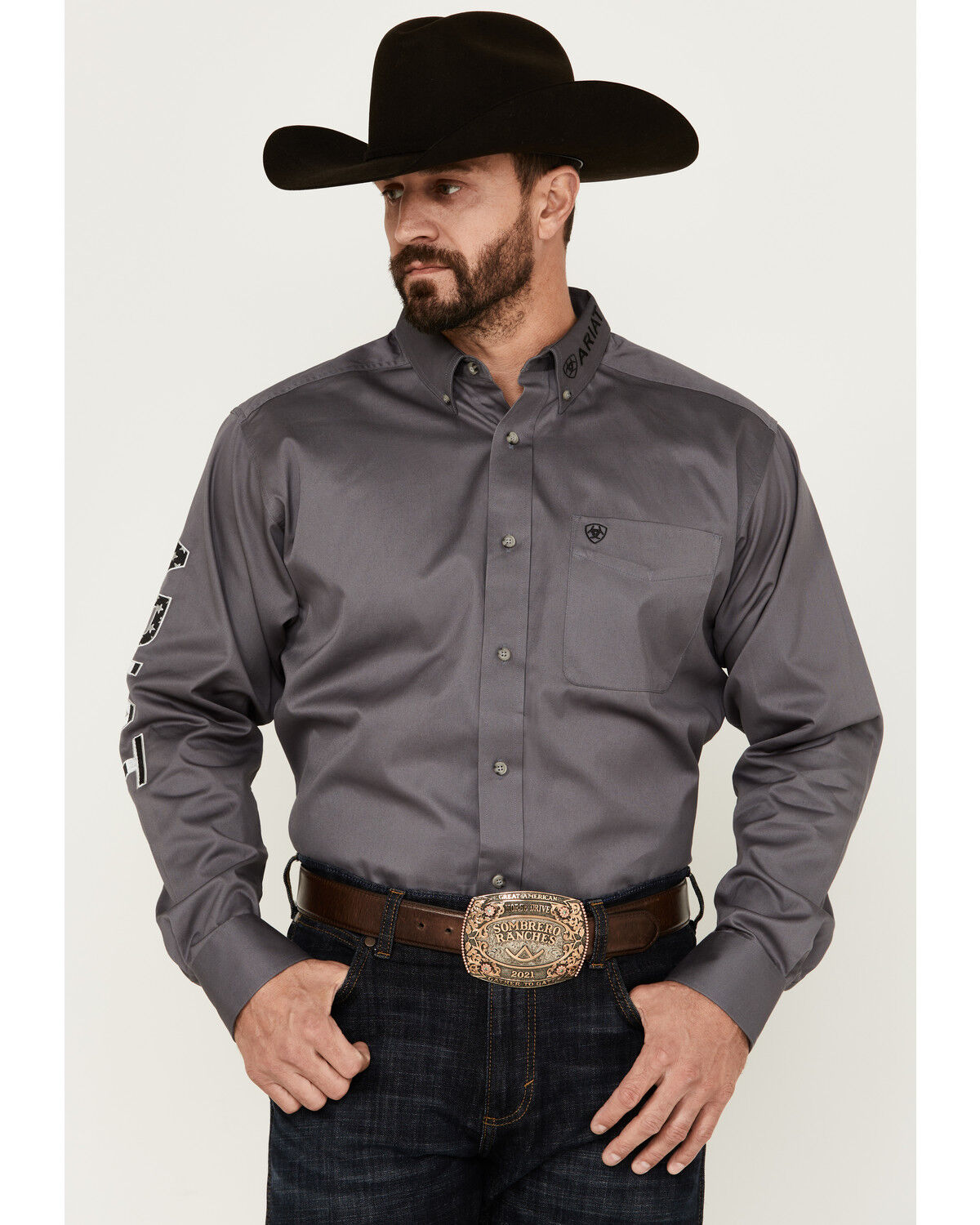 Men's Ariat Team Logo Twill Long Sleeve Button-Down Western Shirt - Bi