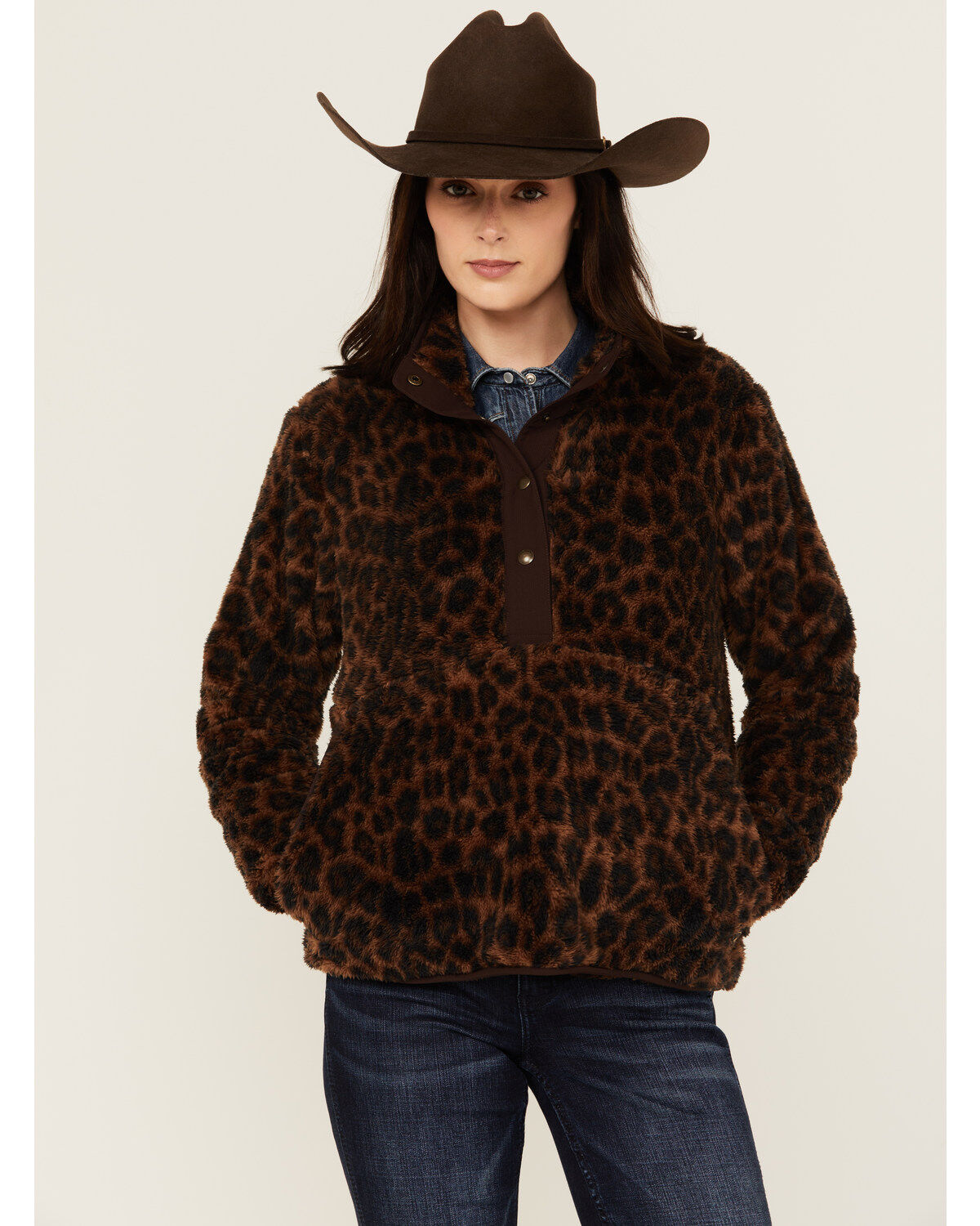 Women's Ariat Berber Leopard Print Sherpa Pullover