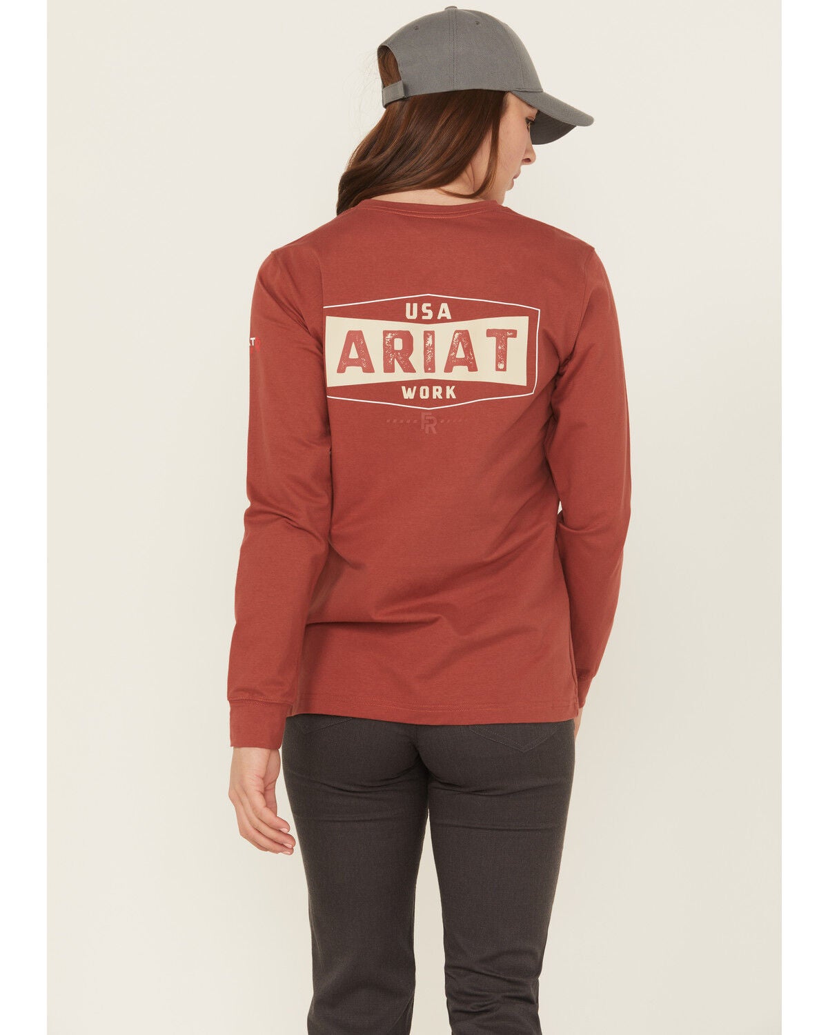Women's Ariat FR Pima Stretch US Logo Baselayer Long Sleeve Work T-Shi