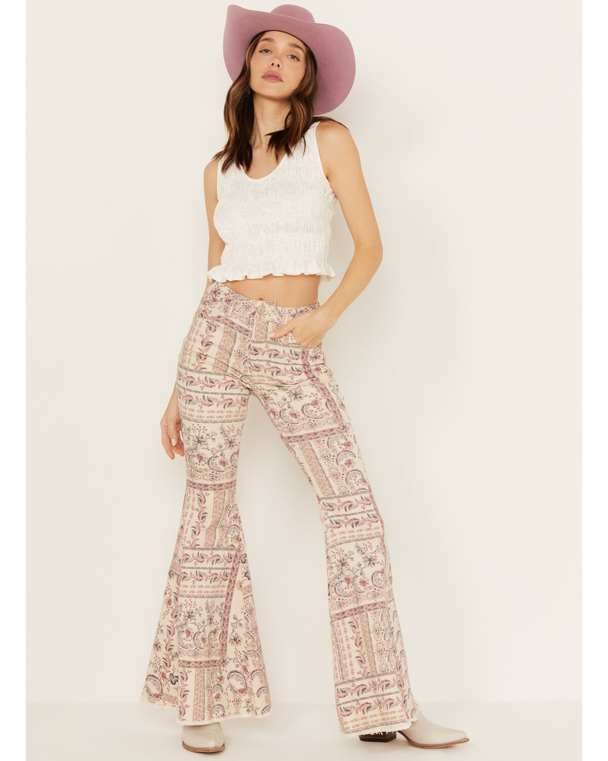 Women's Shyanne High Rise Paisley Americana Print Flare Jeans
