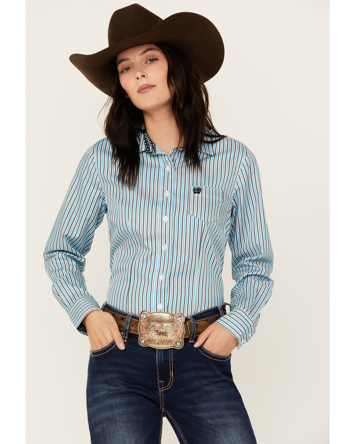 Women's Cinch Striped Long Sleeve Button-Down Western Core Shirt
