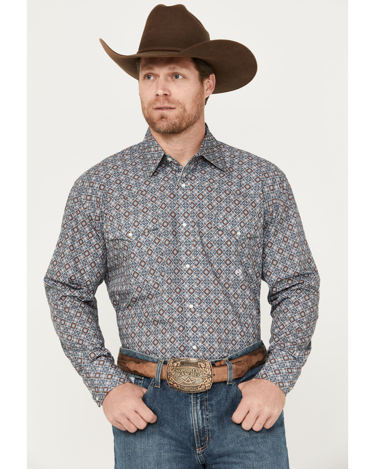 Men's Roper Amarillo Medallion Long Sleeve Western Snap Shirt
