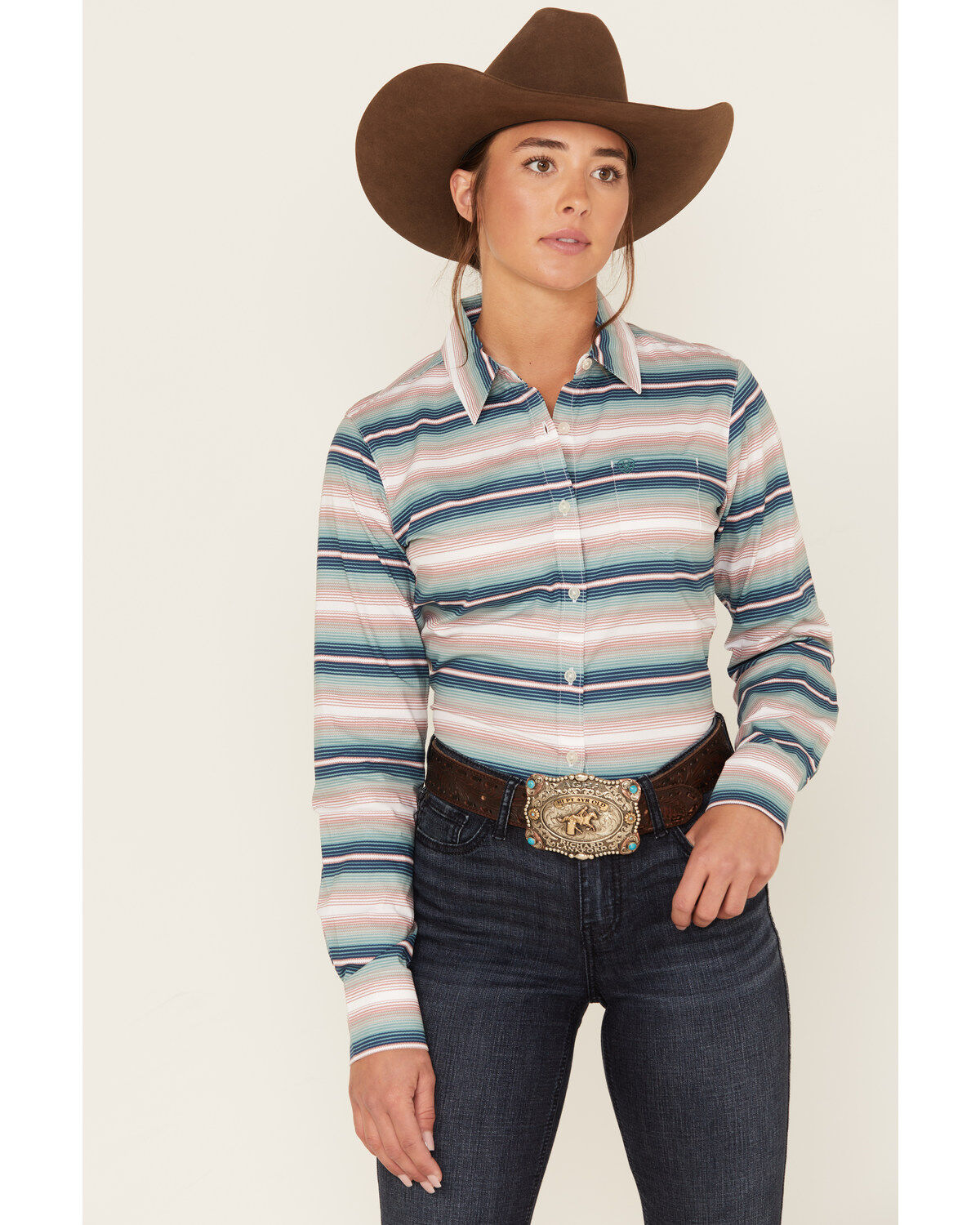 Women's Ariat Serape Stripe Long Sleeve Button-Down Kirby Stretch Shir