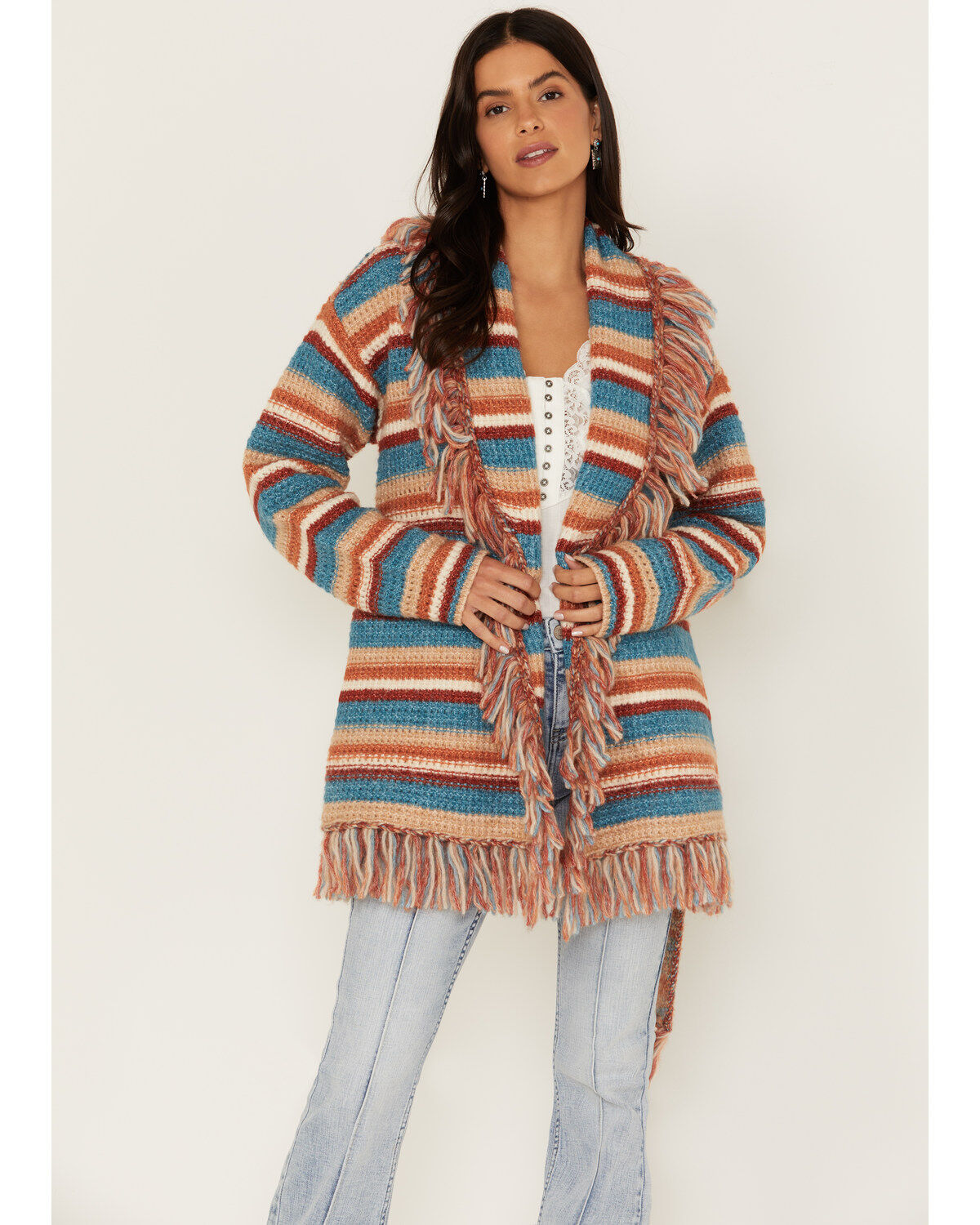 Women's Abilene Idyllwind Striped Fringe Cardigan