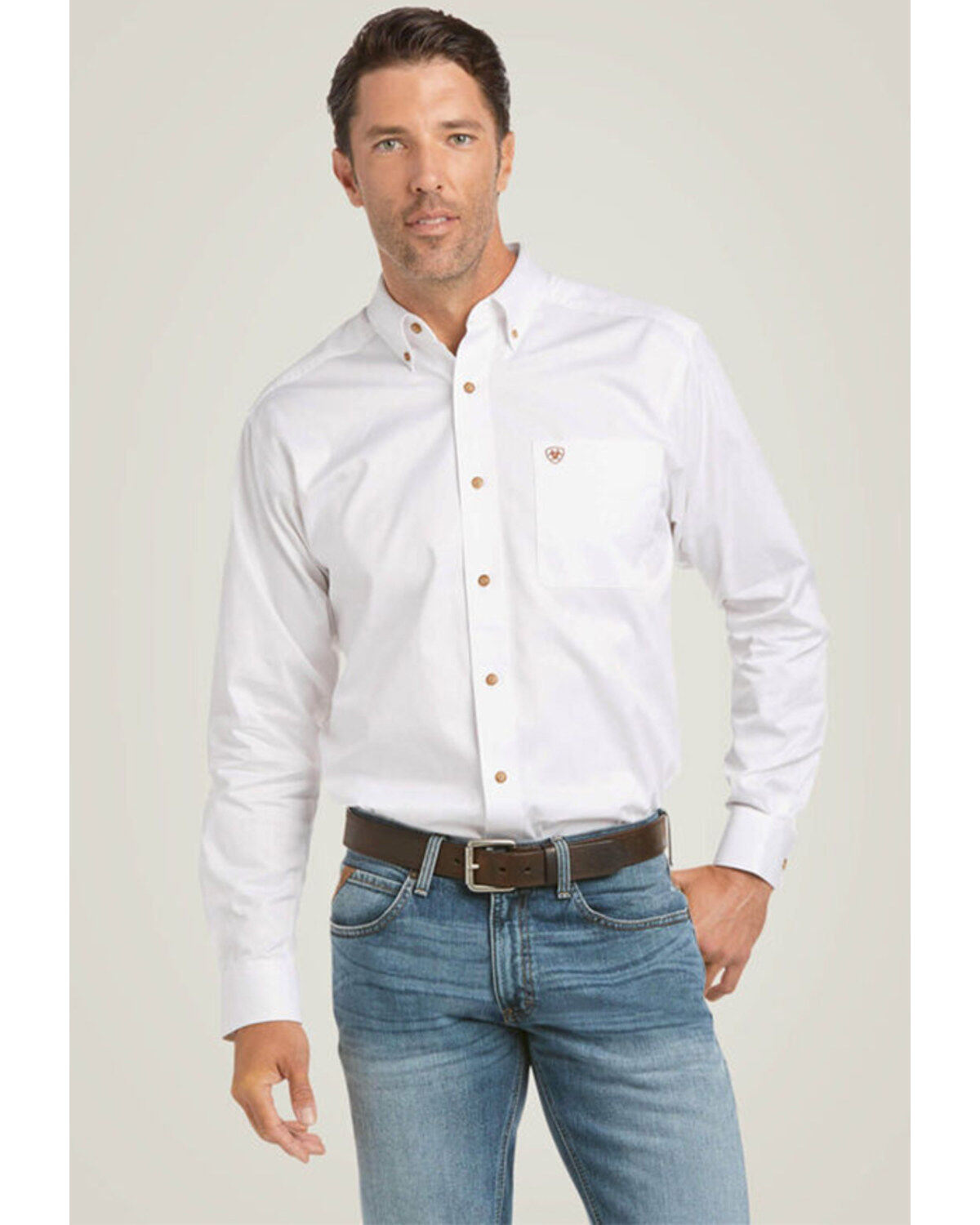 Men's Ariat Solid Twill Fitted Long Sleeve Button-Down Western Shirt