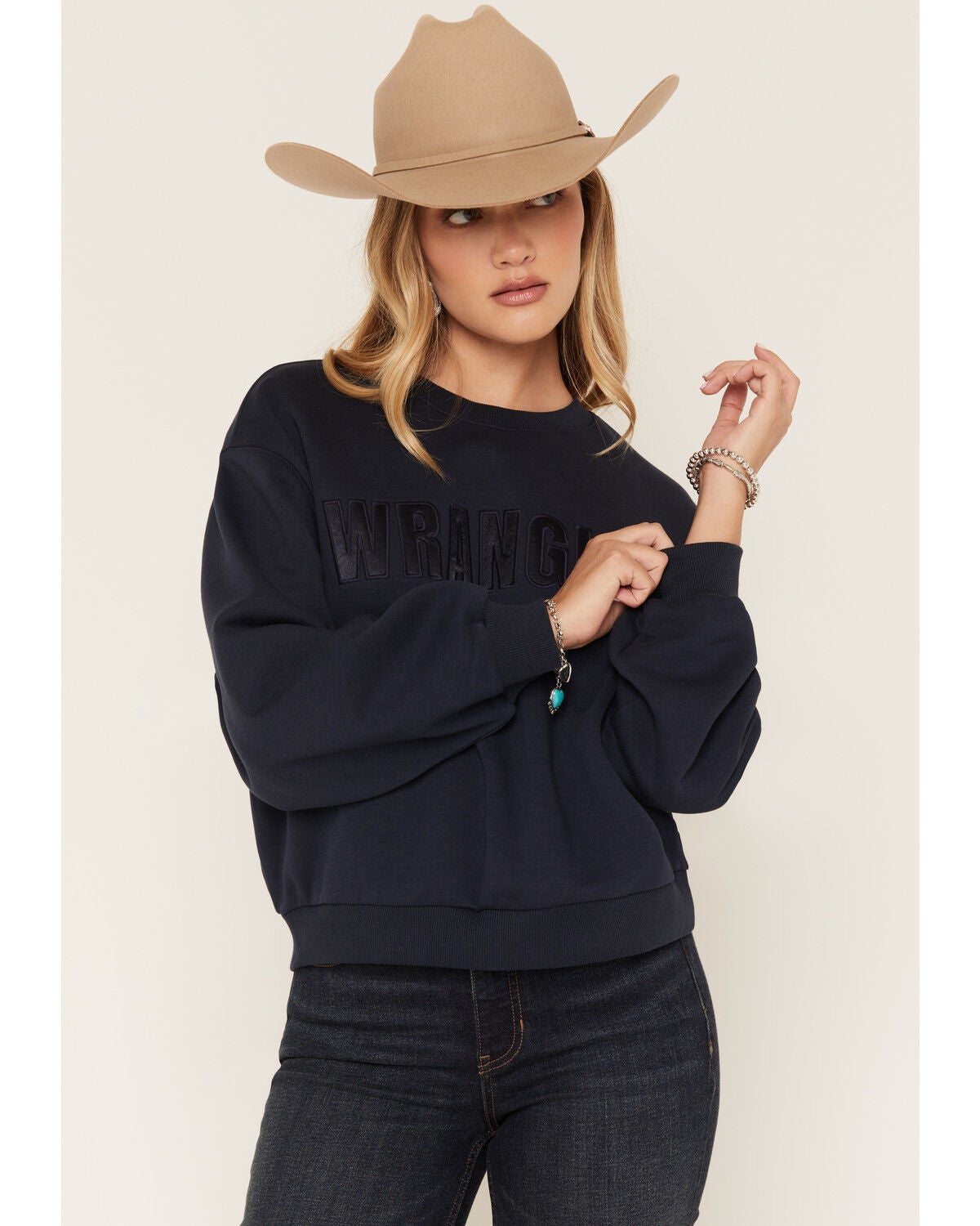 Women's Wrangler Retro Satin Logo Embroidered Crewneck