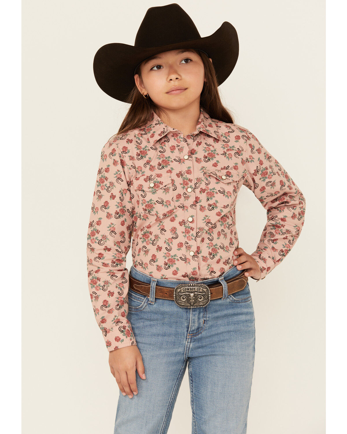 Girls' Ariat Floral Print Long Sleeve Snap Western Shirt