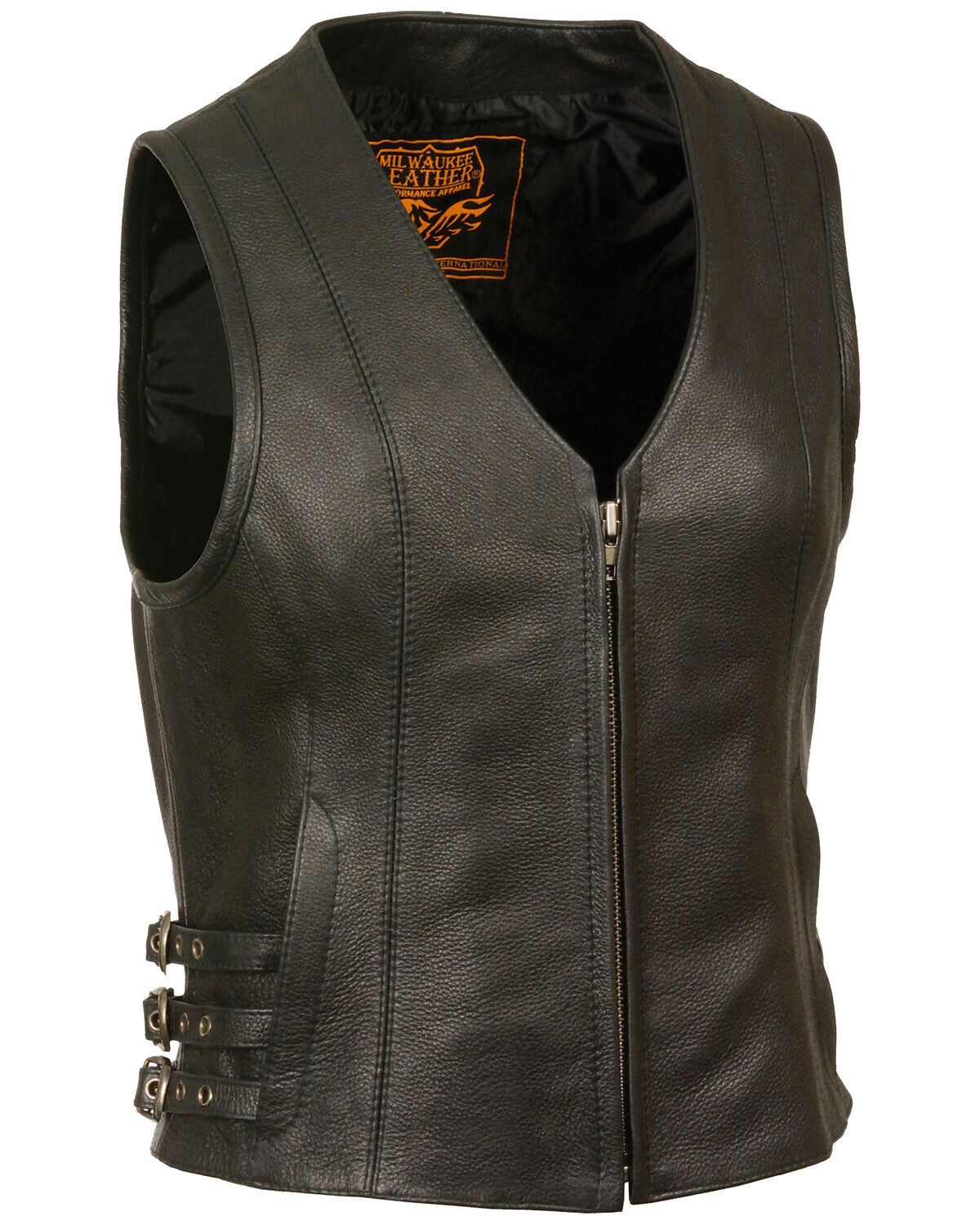 Women's Milwaukee Leather V Neck Zipper Front Side Buckle Vest - 5X