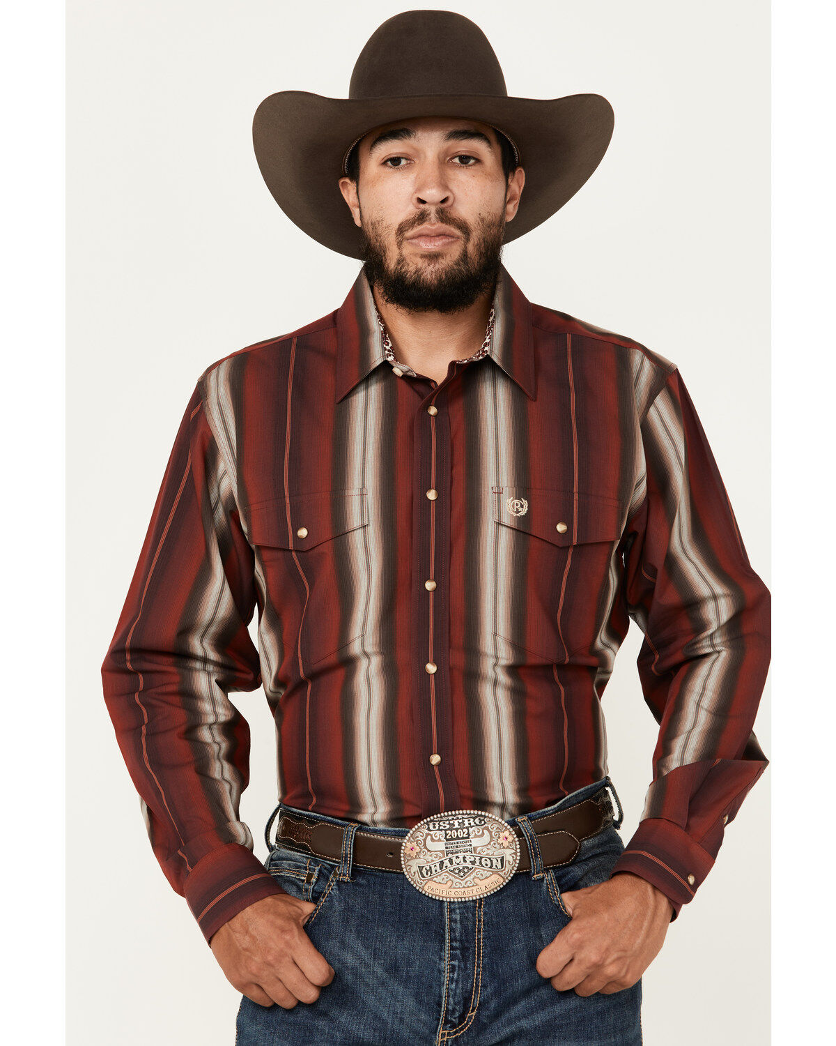 Men's Panhandle Select Serape Striped Print Long Sleeve Snap Western S