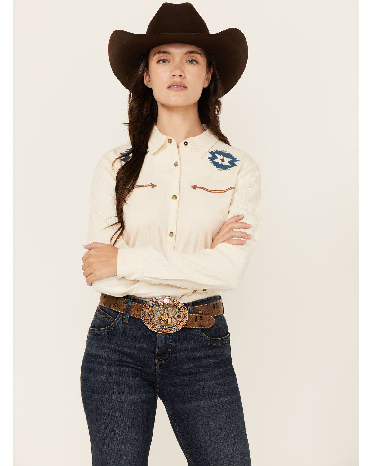 Women's Shyanne Western Embroidered Long Sleeve Snap Western Shirt