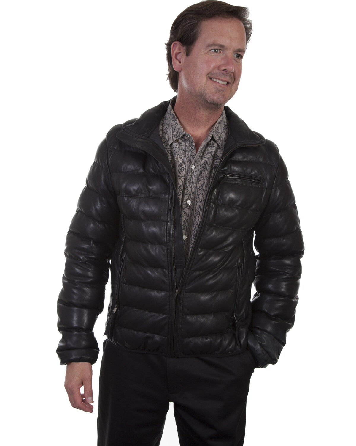 Men's Scully Horizontal Ribbed Leather Jacket