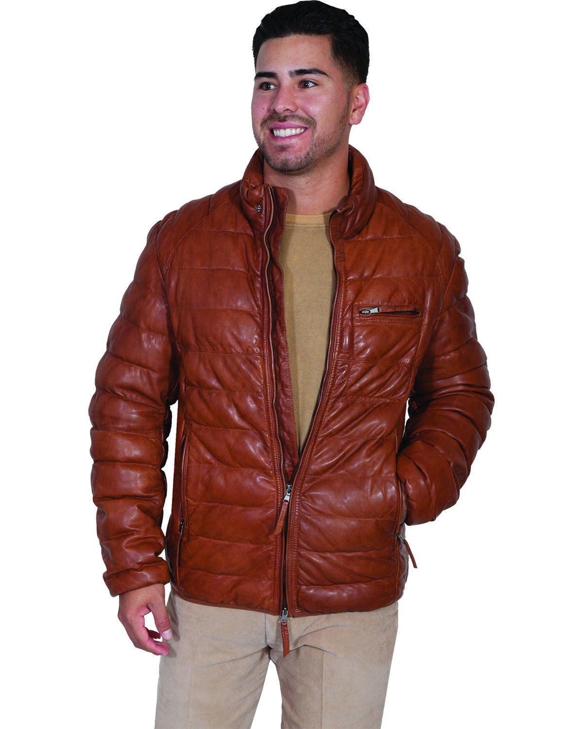 Men's Scully Horizontal Ribbed Leather Jacket