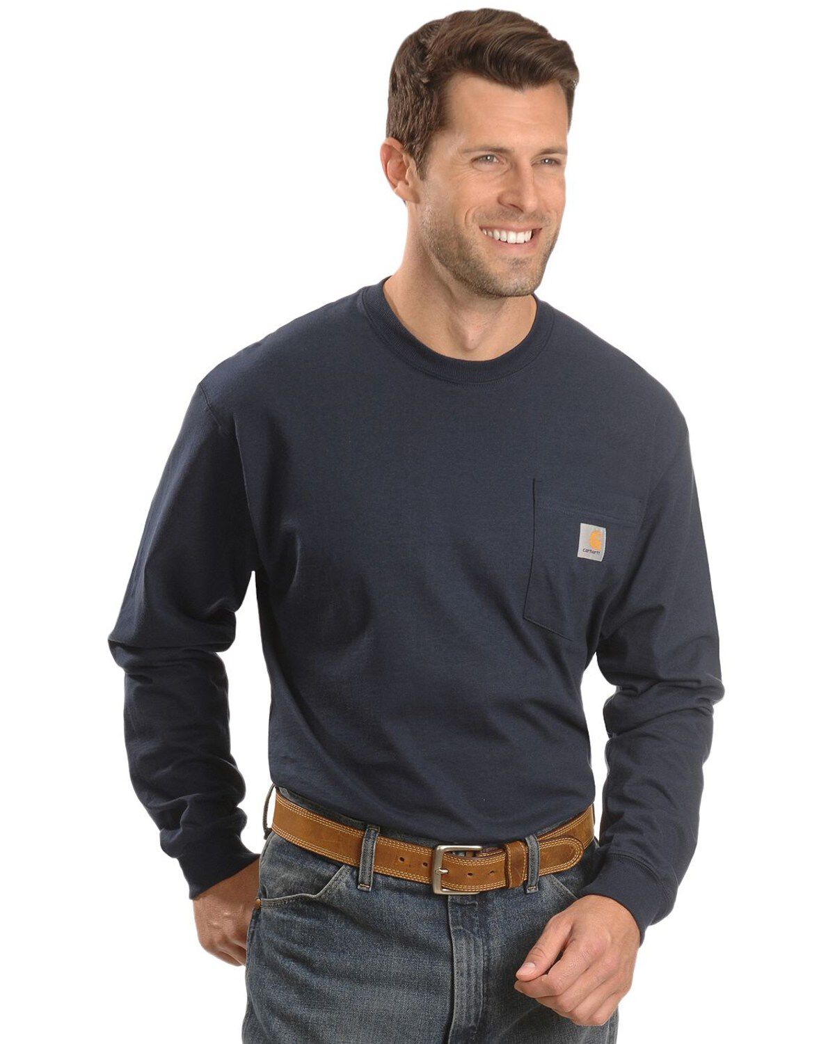 Men's Carhartt Loose Fit Heavyweight Long Sleeve Logo Pocket Work T-Sh