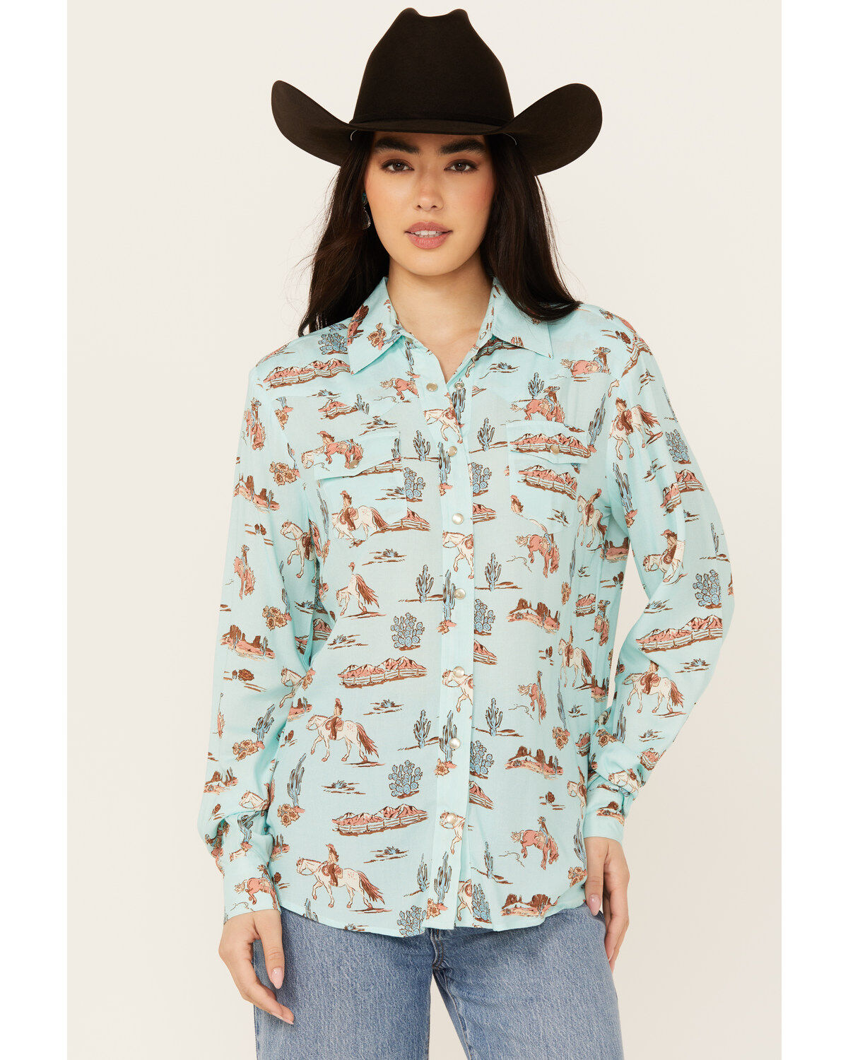 Women's Roper Desert Printed Long Sleeve Pearl Snap Western Shirt