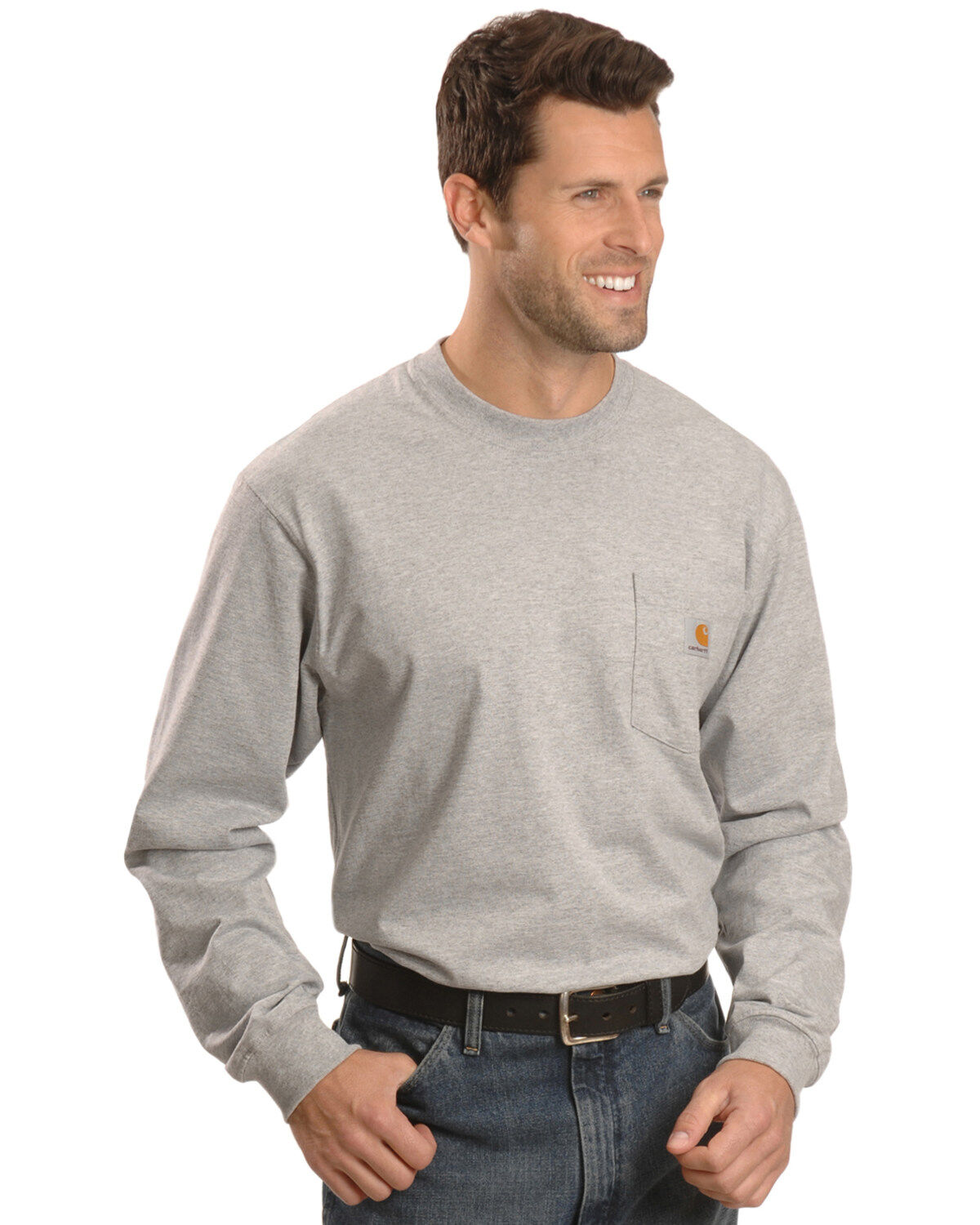 Men's Carhartt Loose Fit Heavyweight Long Sleeve Logo Pocket Work T-Sh