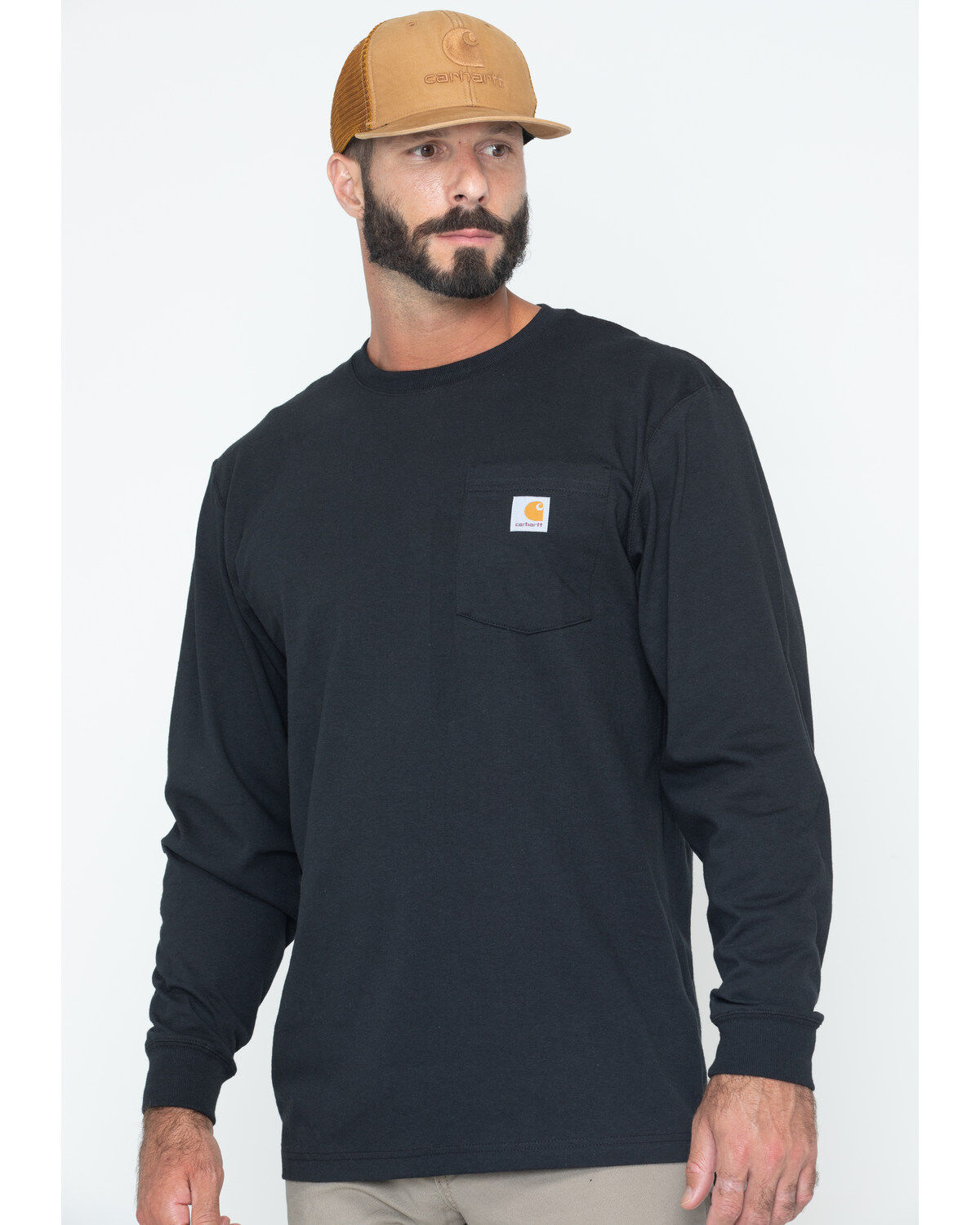 Men's Carhartt Loose Fit Heavyweight Long Sleeve Logo Pocket Work T-Sh