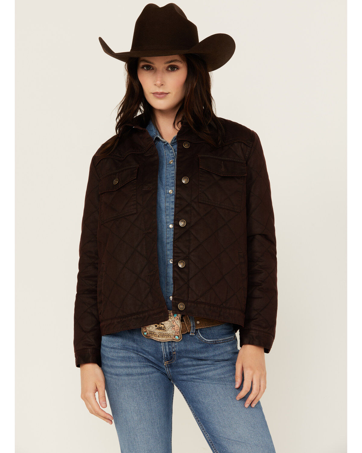 Women's Shyanne Quilted Faux Oil Skin Jacket
