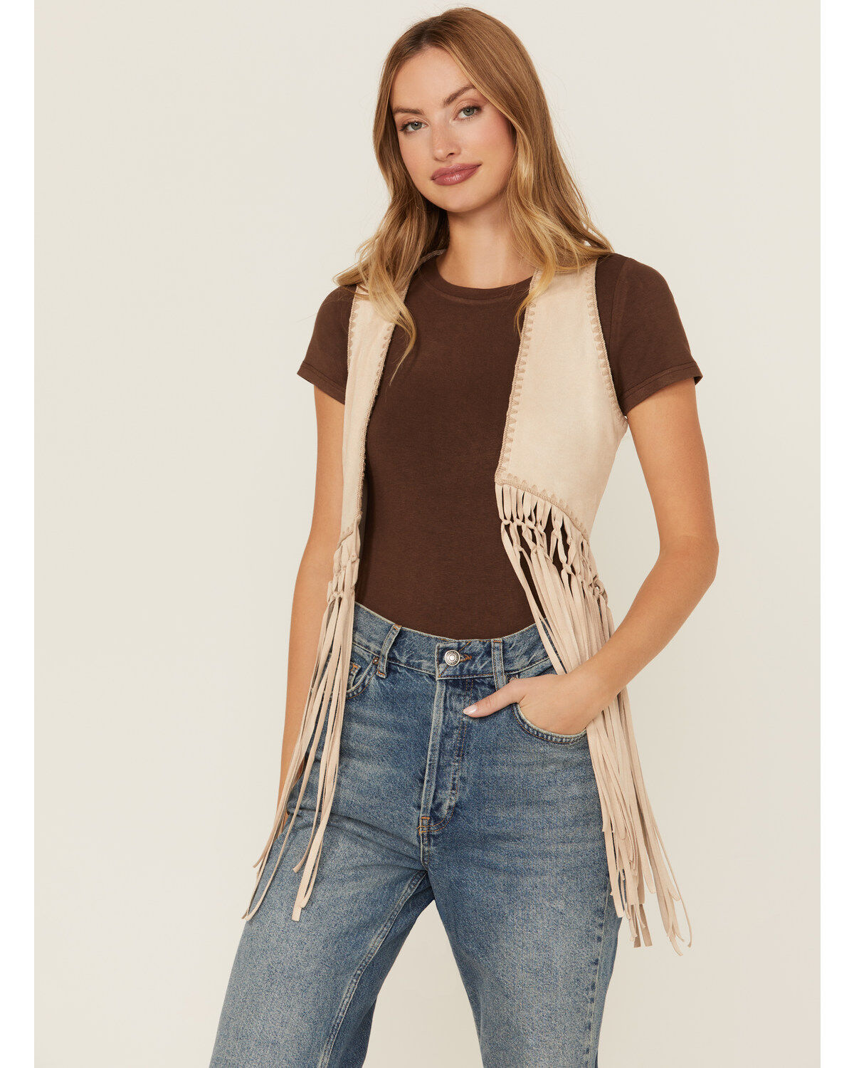 Women's Shyanne Faux Suede Fringe Vest