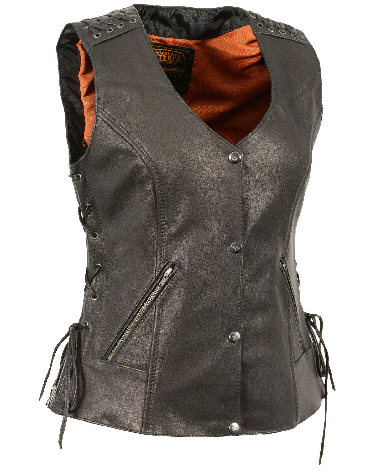 Women's Milwaukee Leather Lightweight Lace To Lace Snap Front Vest - 3