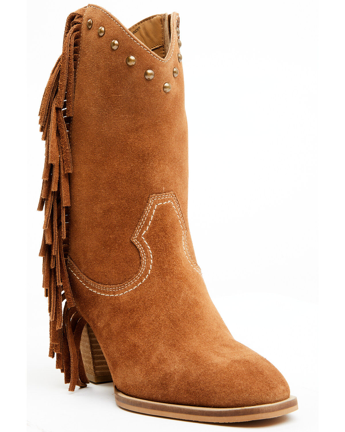 Women's Idyllwind Sidewinder Studded Fringe Suede Fashion Boots - Roun