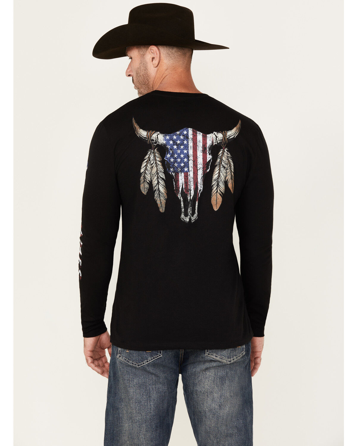 Men's Cody James U.S.A. Skull Long Sleeve Graphic T-Shirt