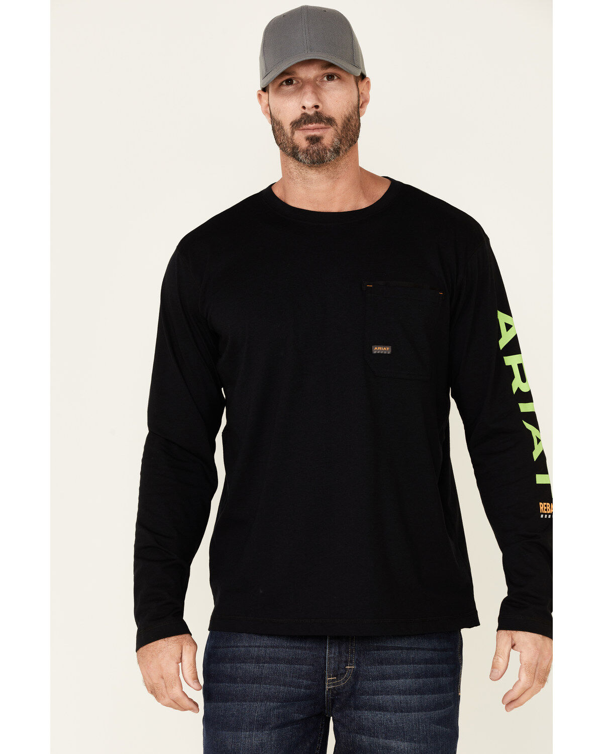 Men's Ariat Rebar Workman Logo Long Sleeve Work T-Shirt
