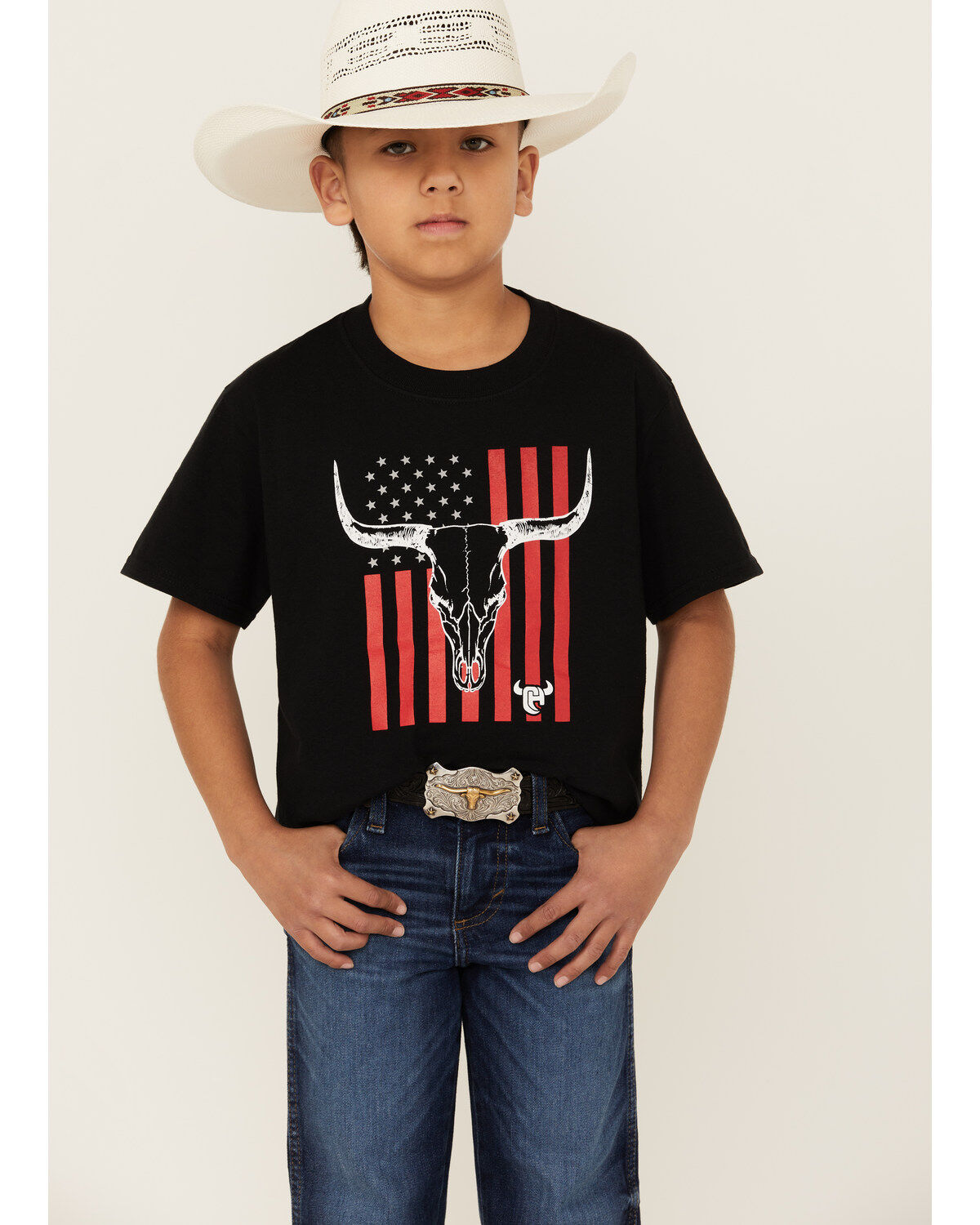 Boys' Cowboy Hardware Flag Steerhead Short Sleeve Graphic T-Shirt