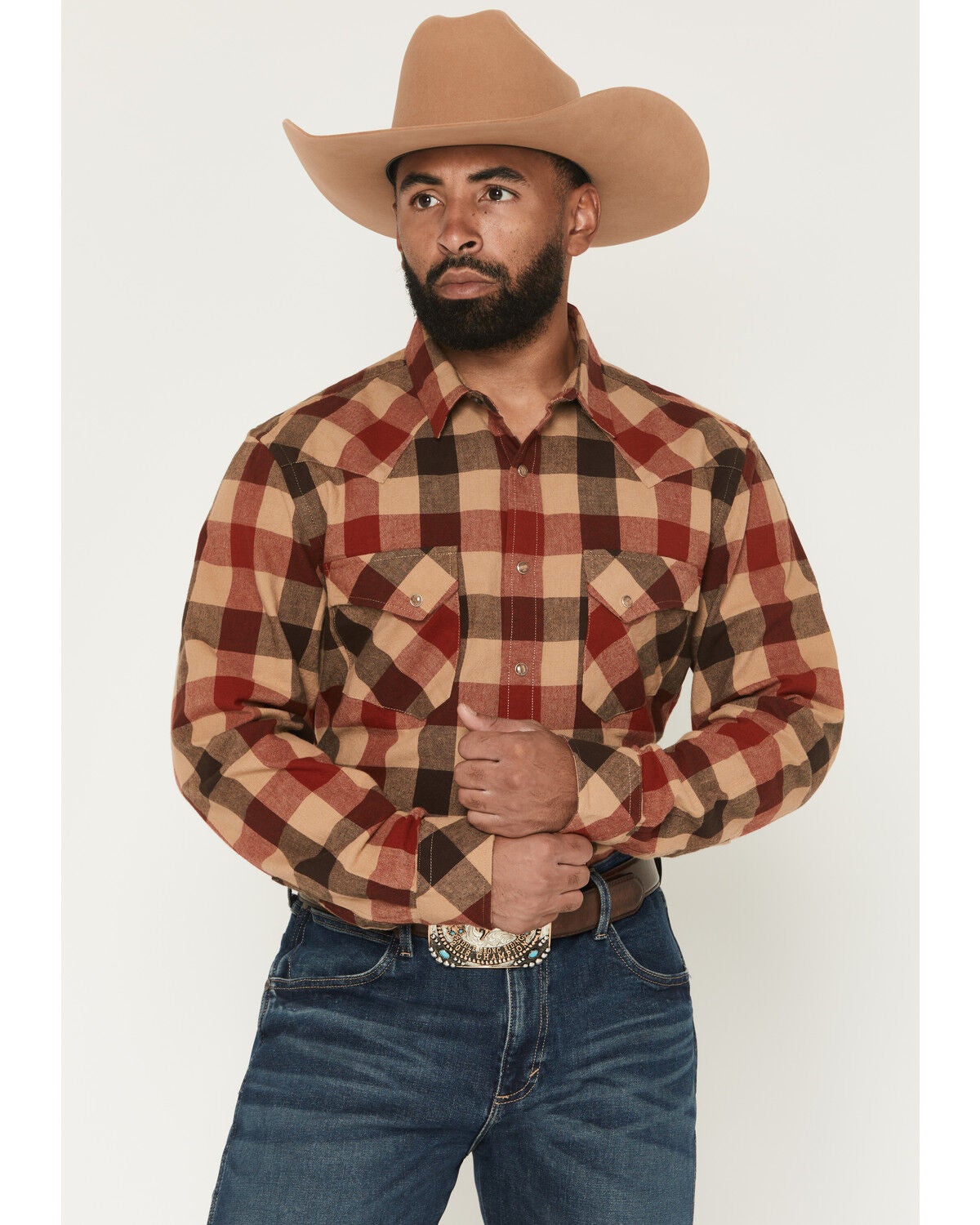 Men's Pendleton Boot Barn Exclusive Wyatt Plaid Print Long Sleeve Snap