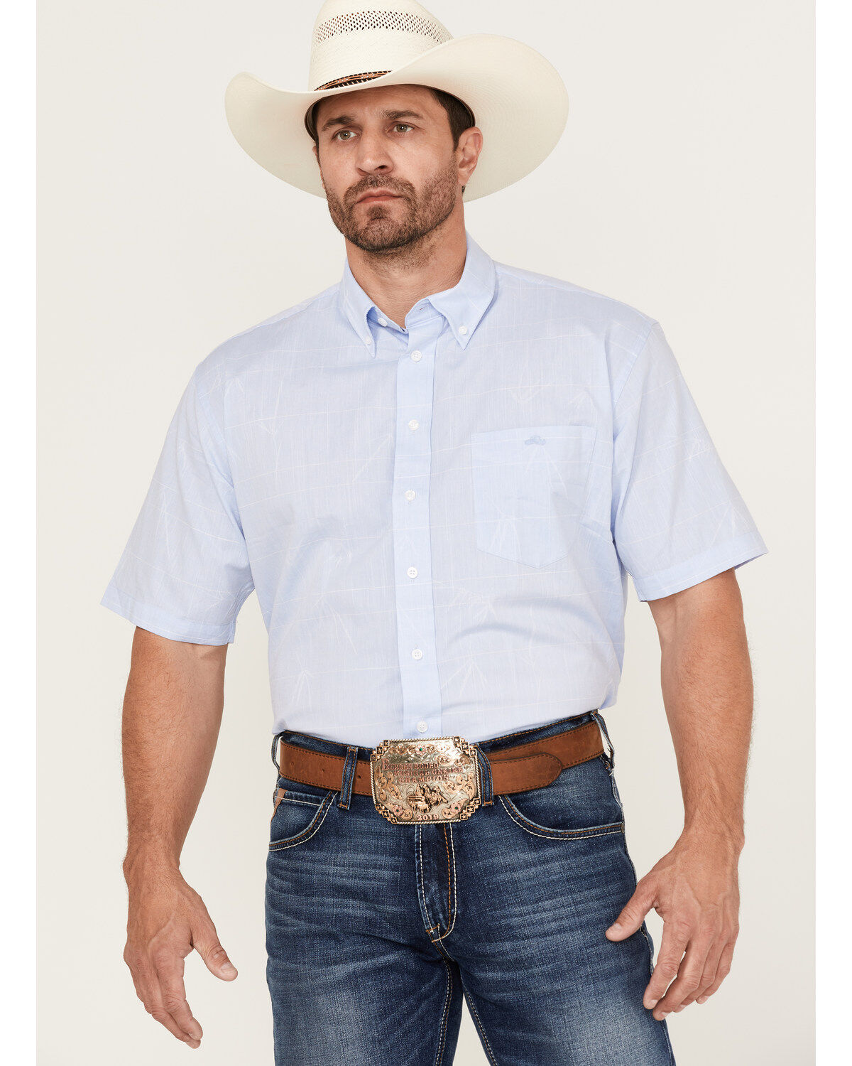 Men's Resistol Bell Solid Short Sleeve Button Down Western Shirt