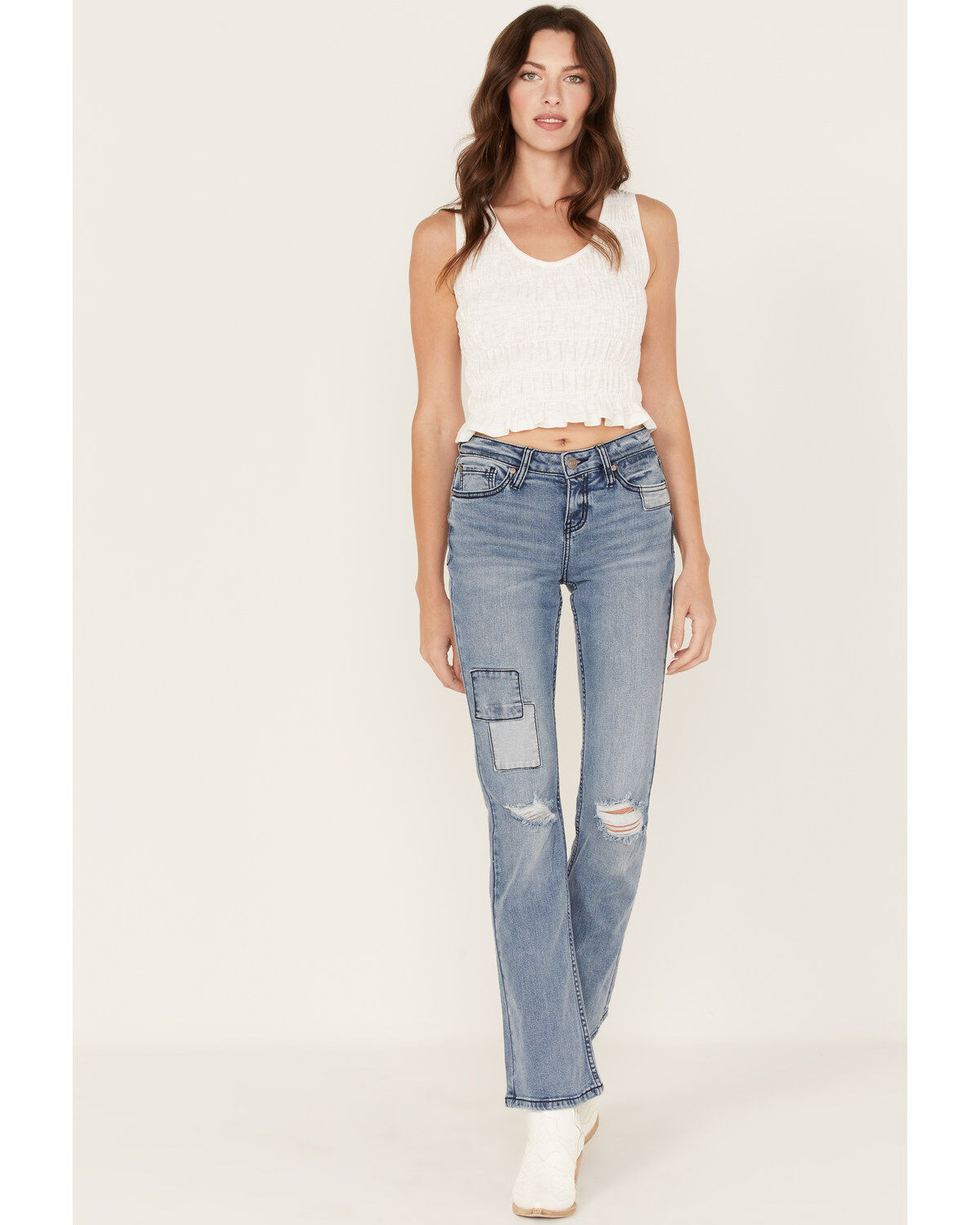 Women's Shyanne Contrast Patches Bootcut Jeans