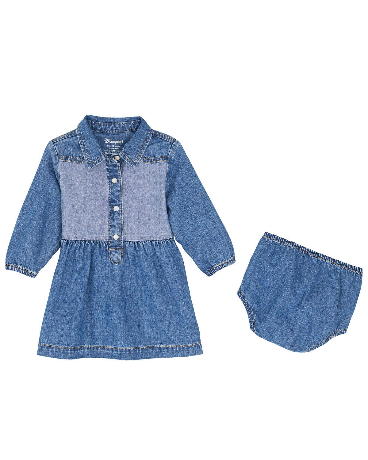 Girls' Wrangler Infant Two Tone Long Sleeve Dress Set - 2 Piece