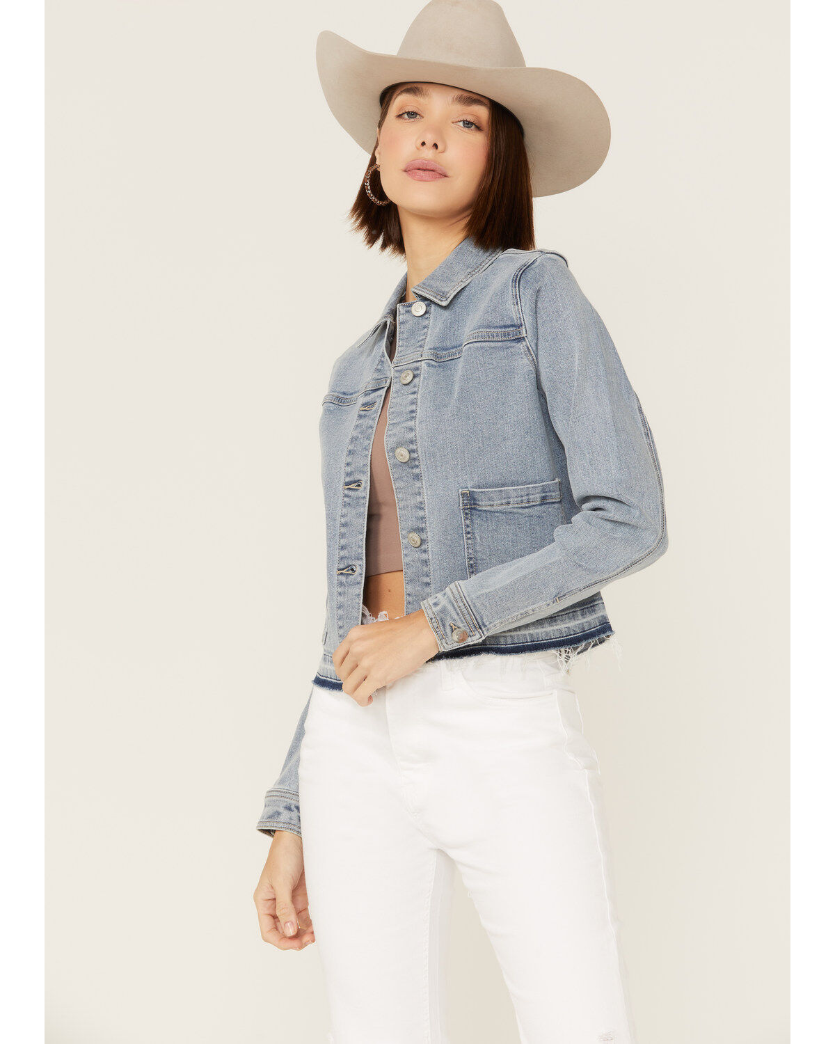 Women's Shyanne Released Hem Frayed Denim Jacket