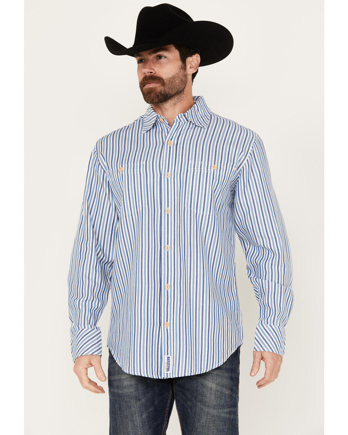 Men's Resistol Quest Striped Long Sleeve Button-Down Western Shirt