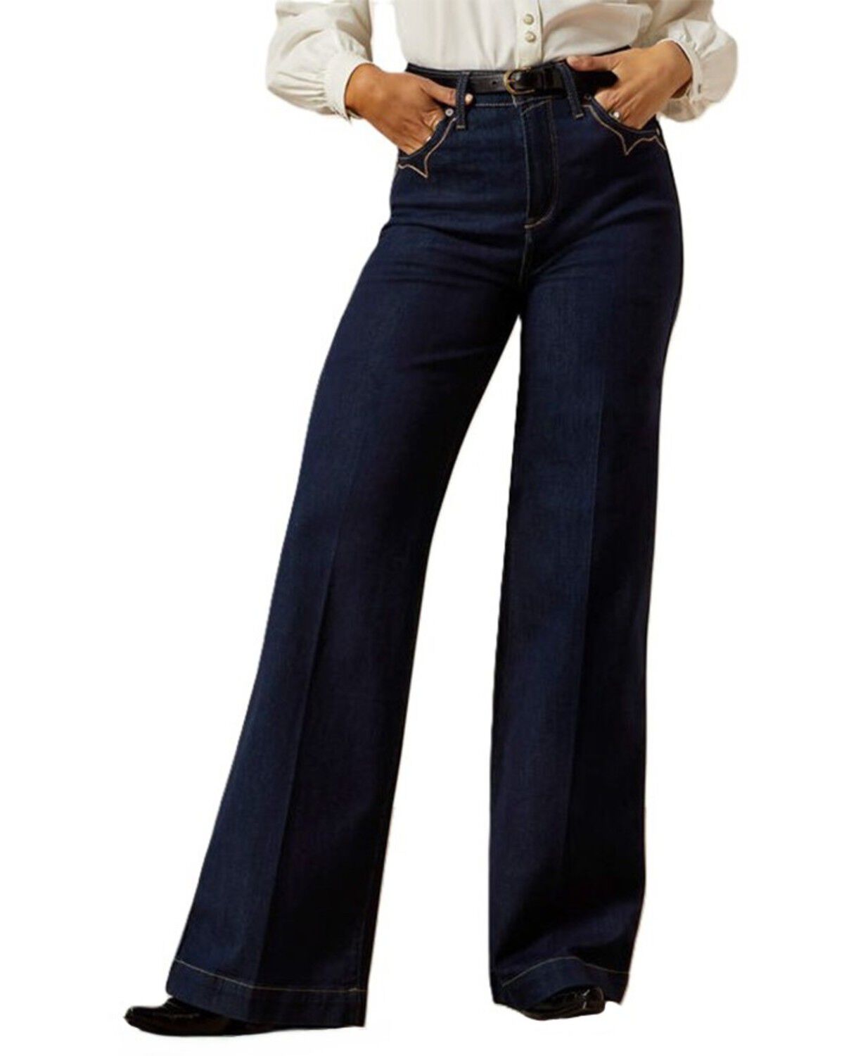 Ariat Women’s Ultra High Rise Veronica Wide Leg Stretch Jeans in Dark Wash – Size 33 Regular Western Denim